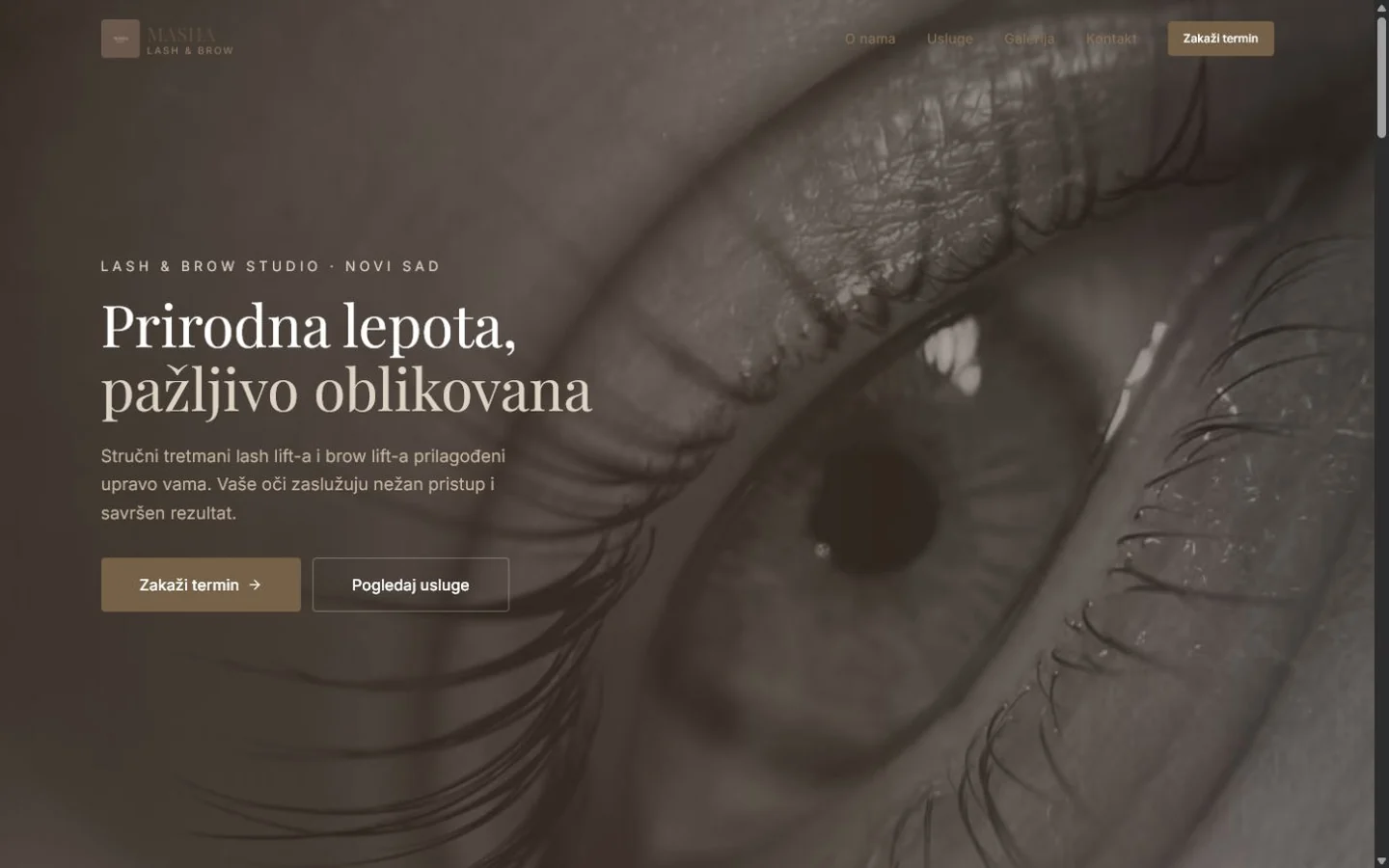 Lash & Brow by Masha homepage hero preview